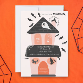 Leuk roze en oranje kinder Halloween Kostuum feest Kaart