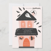 Leuk roze en oranje kinder Halloween Kostuum feest Kaart (Voorkant)