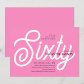 Leuk Roze en Wit Kalligrafie 60e Verjaardag Kaart (Voorkant / Achterkant)