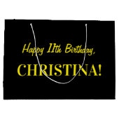 Leuk roze gestreept "11"; Gelukkige 11e verjaardag Groot Cadeauzakje (Achterkant)