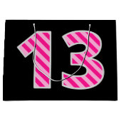 Leuk roze gestreept "13"; Gelukkige 13de verjaarda Groot Cadeauzakje (Voorkant)