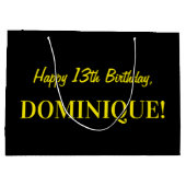 Leuk roze gestreept "13"; Gelukkige 13de verjaarda Groot Cadeauzakje (Achterkant)