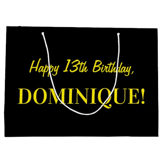 Leuk roze gestreept "13"; Gelukkige 13de verjaarda Groot Cadeauzakje (Achterkant)