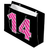 Leuk roze gestreept "14"; Gelukkige 14e verjaardag Groot Cadeauzakje (Voorkant Gekanteld)