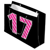 Leuk roze gestreept "17"; Gelukkige 17e verjaardag Groot Cadeauzakje (Voorkant Gekanteld)