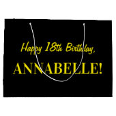 Leuk roze gestreept "18"; Gelukkige 18e verjaardag Groot Cadeauzakje (Achterkant)