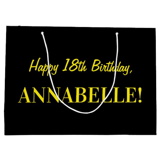 Leuk roze gestreept "18"; Gelukkige 18e verjaardag Groot Cadeauzakje (Achterkant)