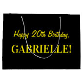 Leuk roze gestreept "20"; Gelukkige 20e verjaardag Groot Cadeauzakje (Achterkant)