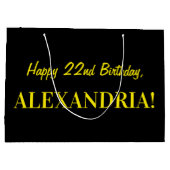 Leuk roze gestreept "22"; Gelukkige 22e verjaardag Groot Cadeauzakje (Achterkant)