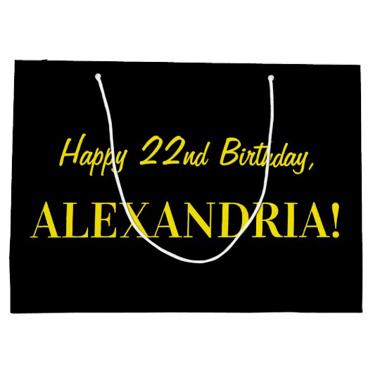 Leuk roze gestreept "22"; Gelukkige 22e verjaardag Groot Cadeauzakje (Achterkant)