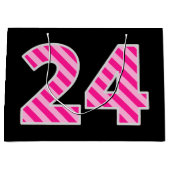 Leuk roze gestreept "24"; Gelukkige 24e verjaardag Groot Cadeauzakje (Voorkant)
