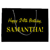 Leuk roze gestreept "24"; Gelukkige 24e verjaardag Groot Cadeauzakje (Achterkant)