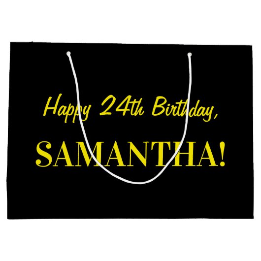 Leuk roze gestreept "24"; Gelukkige 24e verjaardag Groot Cadeauzakje (Achterkant)