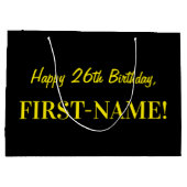 Leuk roze gestreept "26"; Gelukkige 26e verjaardag Groot Cadeauzakje (Achterkant)