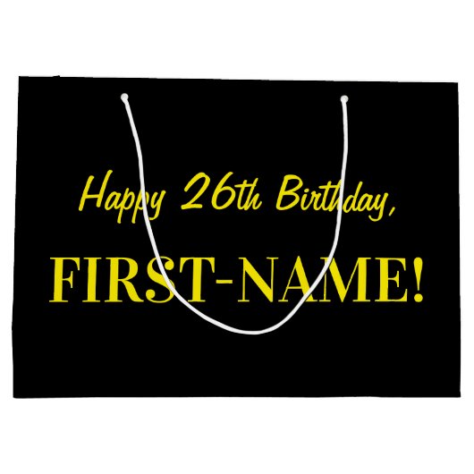 Leuk roze gestreept "26"; Gelukkige 26e verjaardag Groot Cadeauzakje (Achterkant)