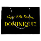 Leuk roze gestreept "27"; Gelukkige 27e verjaardag Groot Cadeauzakje (Achterkant)