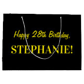 Leuk roze gestreept "28"; Gelukkige 28ste verjaard Groot Cadeauzakje (Achterkant)