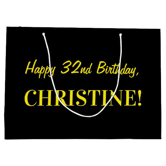 Leuk roze gestreept "32"; Gelukkige 32e verjaardag Groot Cadeauzakje (Achterkant)