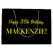 Leuk roze gestreept "35"; Gelukkige 35e verjaardag Groot Cadeauzakje (Achterkant)