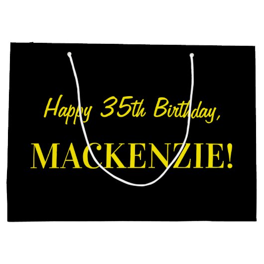 Leuk roze gestreept "35"; Gelukkige 35e verjaardag Groot Cadeauzakje (Achterkant)