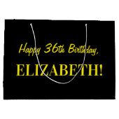 Leuk roze gestreept "36"; Gelukkige 36e verjaardag Groot Cadeauzakje (Achterkant)