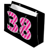 Leuk roze gestreept "38"; Gelukkige 38ste verjaard Groot Cadeauzakje (Voorkant Gekanteld)