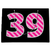 Leuk roze gestreept "39"; Gelukkige 39e verjaardag Groot Cadeauzakje (Voorkant)