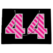Leuk roze gestreept "44"; Gelukkige 44e verjaardag Groot Cadeauzakje (Voorkant)