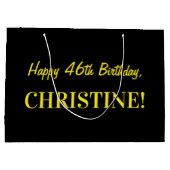 Leuk roze gestreept "46"; Gelukkige 46e verjaardag Groot Cadeauzakje (Achterkant)