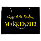 Leuk roze gestreept "47"; Gelukkige 47e verjaardag Groot Cadeauzakje (Achterkant)