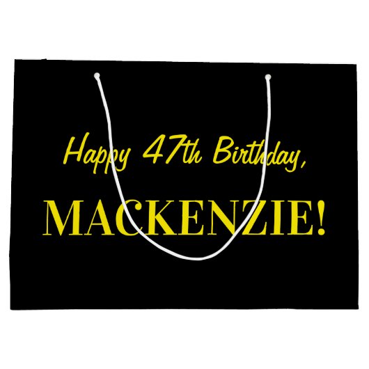 Leuk roze gestreept "47"; Gelukkige 47e verjaardag Groot Cadeauzakje (Achterkant)