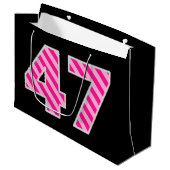 Leuk roze gestreept "47"; Gelukkige 47e verjaardag Groot Cadeauzakje (Voorkant Gekanteld)
