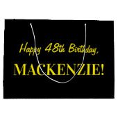 Leuk roze gestreept "48"; Gelukkige 48ste verjaard Groot Cadeauzakje (Achterkant)