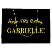 Leuk roze gestreept "49"; Gelukkige 49e verjaardag Groot Cadeauzakje (Achterkant)