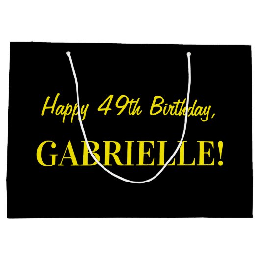 Leuk roze gestreept "49"; Gelukkige 49e verjaardag Groot Cadeauzakje (Achterkant)