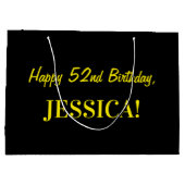 Leuk roze gestreept "52"; Gelukkige 52e verjaardag Groot Cadeauzakje (Achterkant)