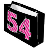 Leuk roze gestreept "54"; Gelukkige 54e verjaardag Groot Cadeauzakje (Voorkant Gekanteld)