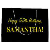 Leuk roze gestreept "55"; Gelukkige 55e verjaardag Groot Cadeauzakje (Achterkant)