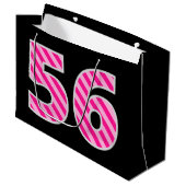 Leuk roze gestreept "56"; Gelukkige 56e verjaardag Groot Cadeauzakje (Voorkant Gekanteld)