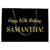 Leuk roze gestreept "60"; Gelukkige 60e verjaardag Groot Cadeauzakje (Achterkant)