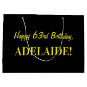 Leuk roze gestreept "63"; Gelukkige 63e verjaardag Groot Cadeauzakje (Achterkant)