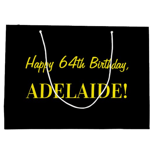 Leuk roze gestreept "64"; Gelukkige 64e verjaardag Groot Cadeauzakje (Achterkant)