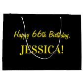 Leuk roze gestreept "66"; Gelukkige 66e verjaardag Groot Cadeauzakje (Achterkant)