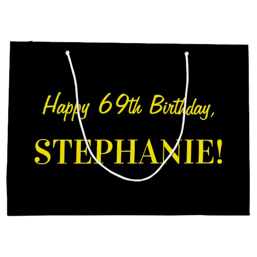 Leuk roze gestreept "69"; Gelukkige 69e verjaardag Groot Cadeauzakje (Achterkant)