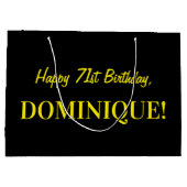 Leuk roze gestreept "71"; Gelukkige 71e verjaardag Groot Cadeauzakje (Achterkant)