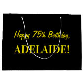 Leuk roze gestreept "75"; Gelukkige 75e verjaardag Groot Cadeauzakje (Achterkant)