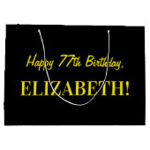 Leuk roze gestreept "77"; Gelukkige 77e verjaardag Groot Cadeauzakje (Achterkant)