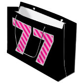 Leuk roze gestreept "77"; Gelukkige 77e verjaardag Groot Cadeauzakje (Voorkant Gekanteld)