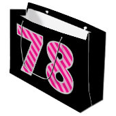 Leuk roze gestreept "78"; Gelukkige 78ste verjaard Groot Cadeauzakje (Voorkant Gekanteld)