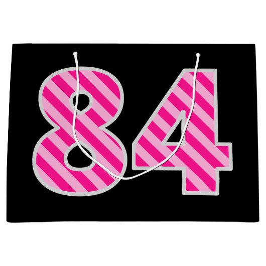 Leuk roze gestreept "84"; Gelukkige 84ste verjaard Groot Cadeauzakje (Voorkant)